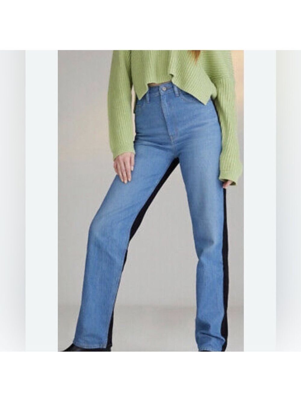 PacSun nwt High Rise 90s boyfriend two toned colorblock blue and black jeans 24
